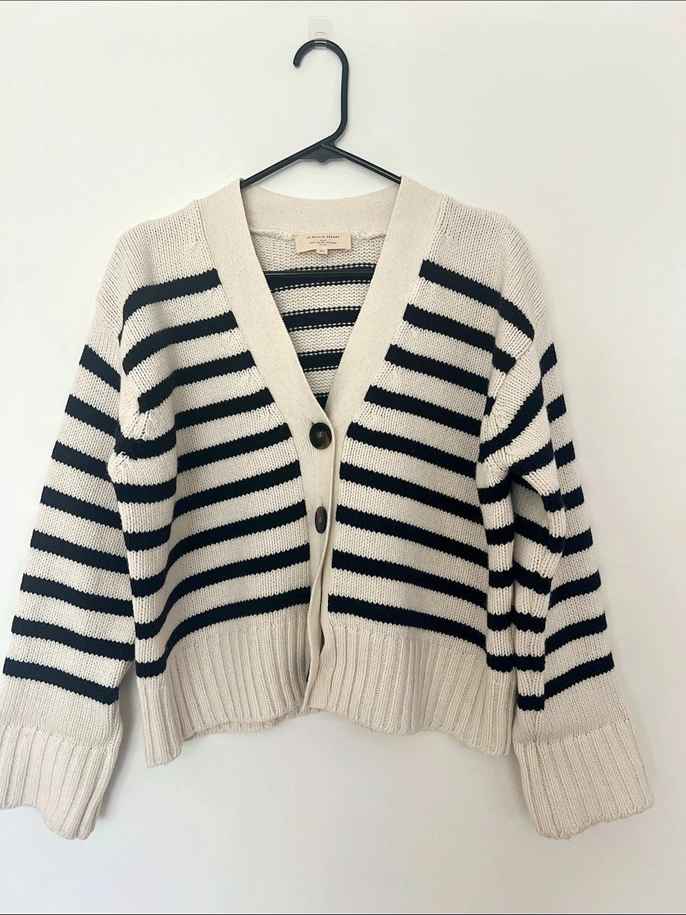 La Maillé Sézane Striped Cardigan in Cream & Black Size XS